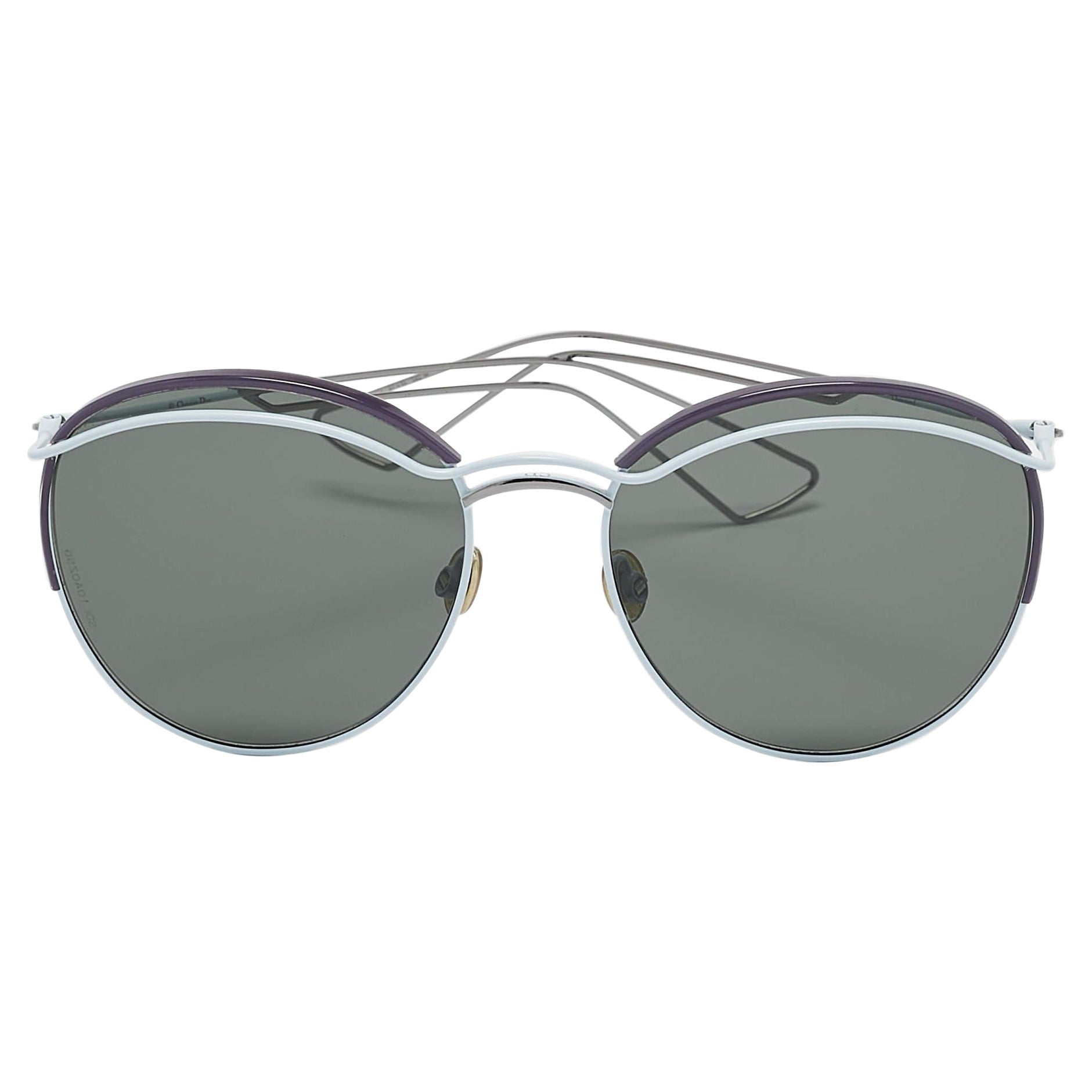 Dior Light Blue/Purple DiorRound Frame Aviator Sunglasses For Sale