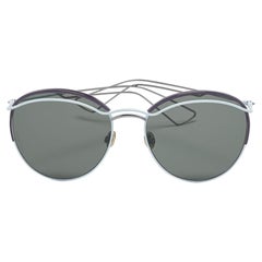 Used Dior Light Blue/Purple DiorRound Frame Aviator Sunglasses