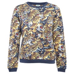 Kenzo Blue Tiger Print Cotton Crew Neck Sweatshirt XL