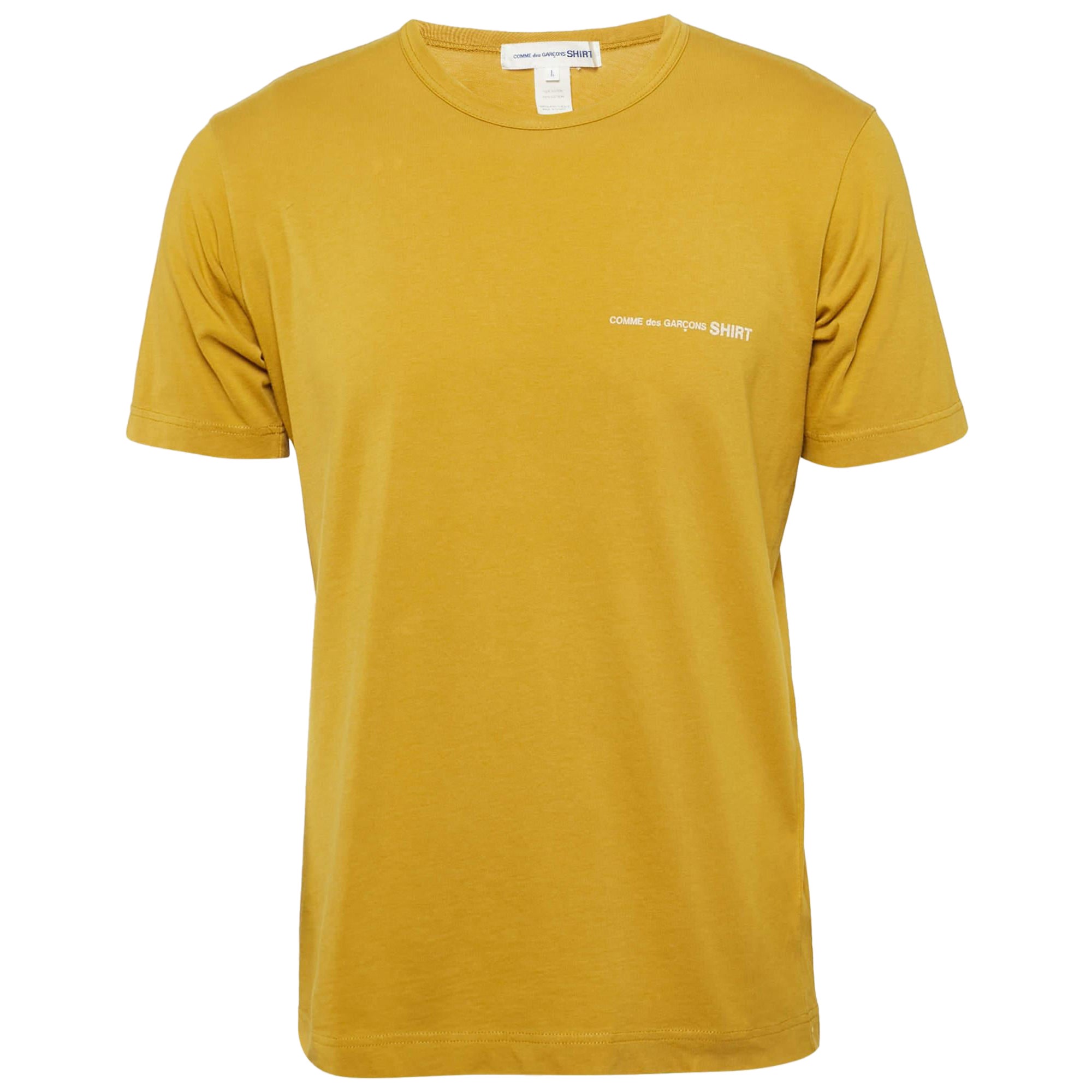 Comme des Garçons T-Shirt col ras du cou en jersey imprimé jaune L