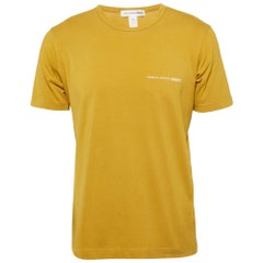 Comme des Gar&ccedil;ons Yellow Printed Jersey Crew Neck T-Shirt L