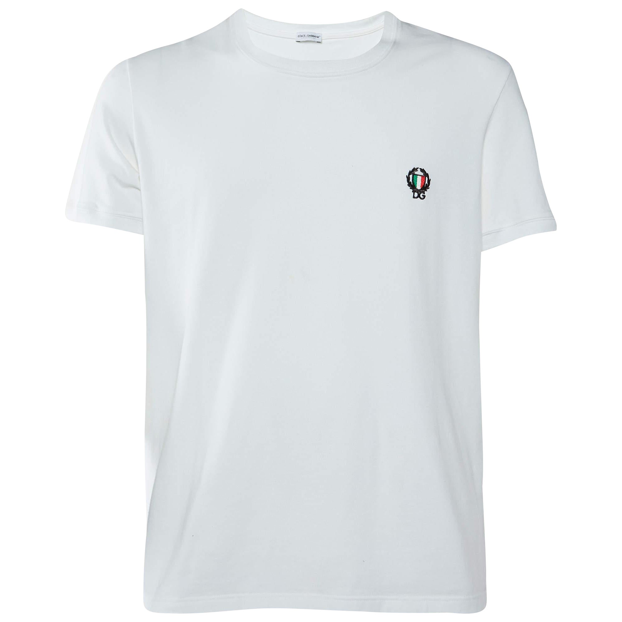 Dolce & Gabbana Underwear Maglietta in cotone bianco con logo ricamato L.