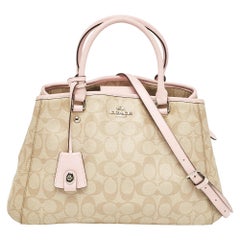 Coach Pink/Beige Signature Coated Canvas Margot Carryall Satchel