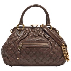 Marc Jacobs Dark Brown Quilted Leather Stam Satchel