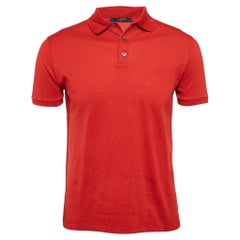 Louis Vuitton Red LV Embroidered Pique Cotton Polo T-Shirt S