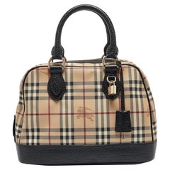 Burberry Beige/Brown Haymarket Coated Canvas and Leather Dome Satchel