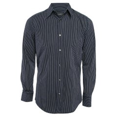 Dolce & Gabbana Blue Striped Cotton Long Sleeve Shirt M