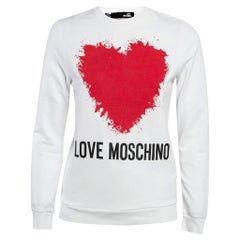 Love Moschino - Sweat-shirt en maille de coton imprimé blanc S