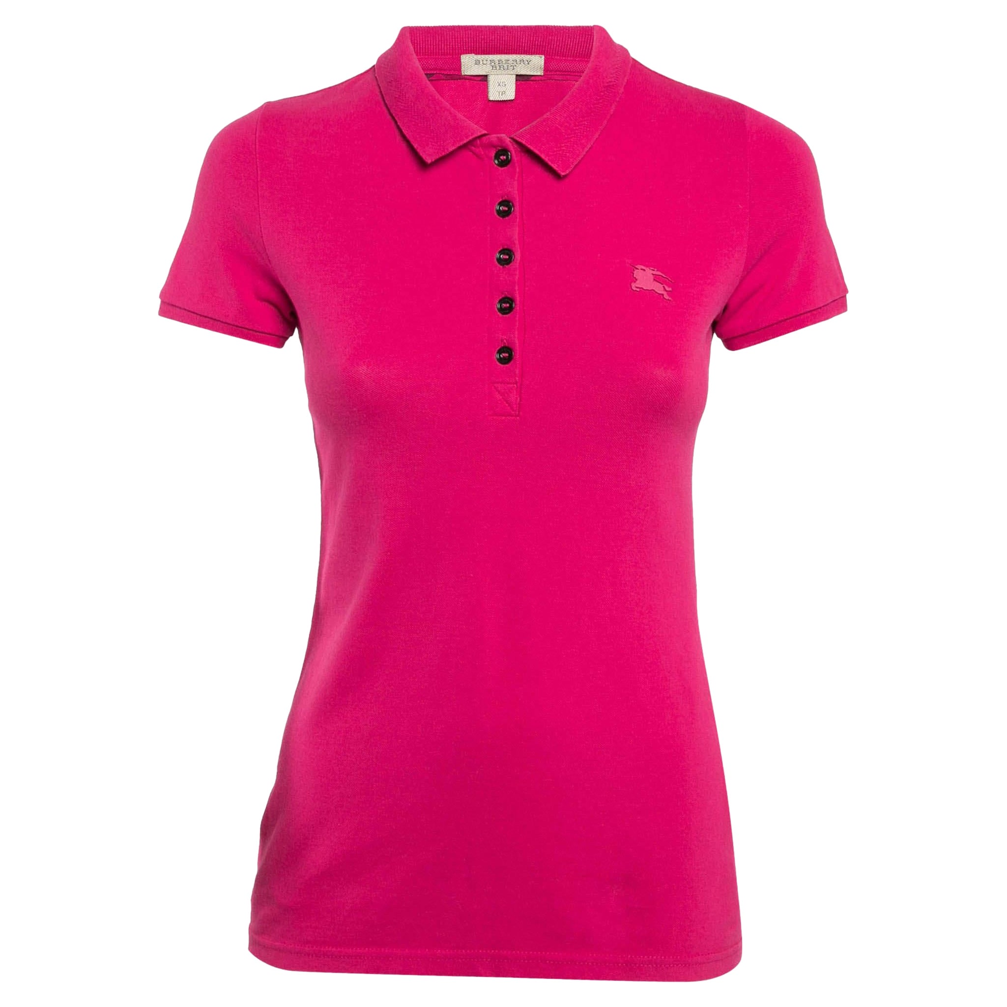 Burberry Brit Fuchsia Pink Polo T-Shirt XS For Sale