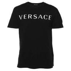 Versace Black Cotton Logo Printed T-Shirt M