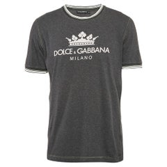 Dolce & Gabbana Grey Logo Print Jersey T-Shirt XL
