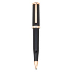 Cartier Santos Dumont Black Resin Gold Tone Ballpoint Pen