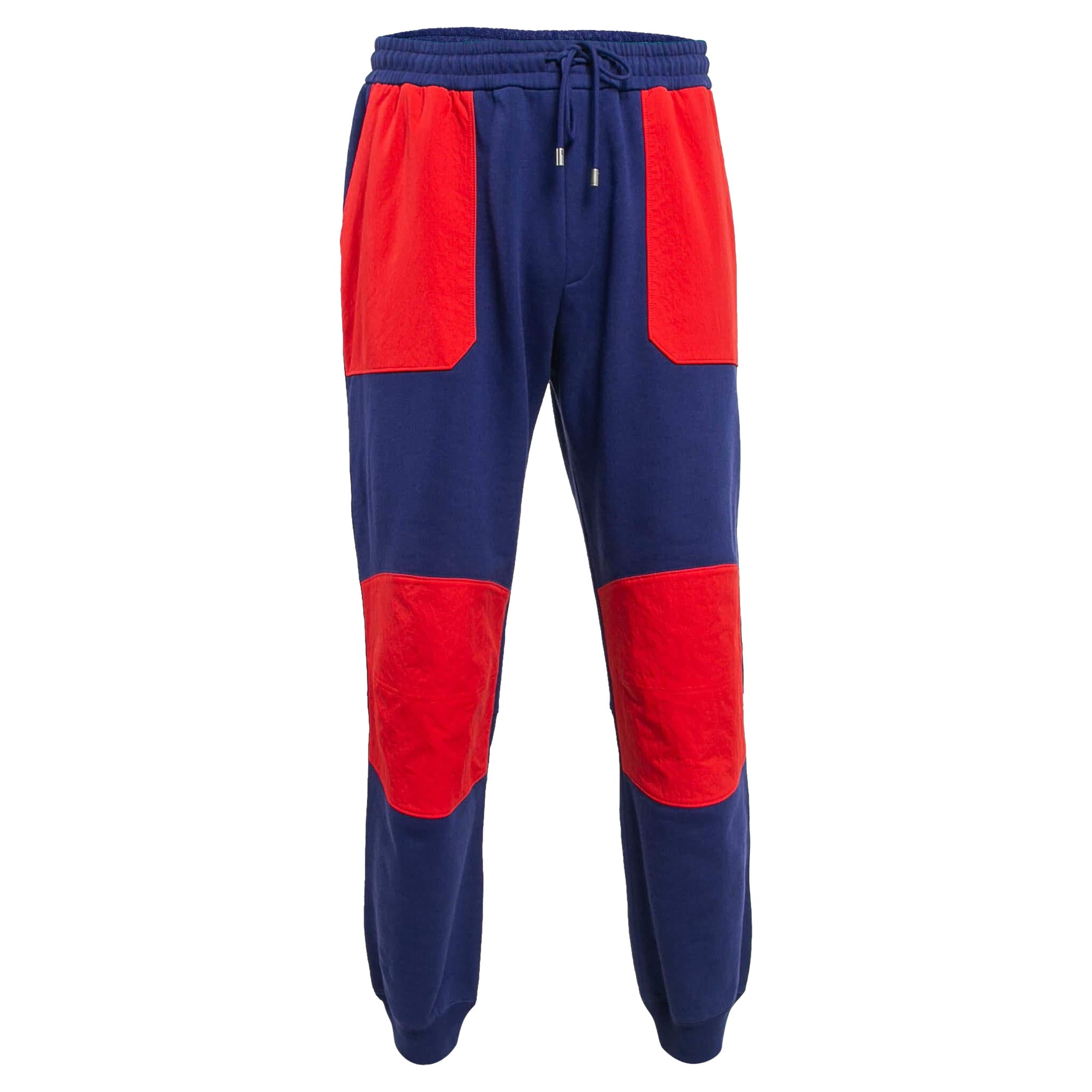 Gucci X The North Face Pullover aus Baumwollstrick und Nylon mit blauem Farbblockmuster M
