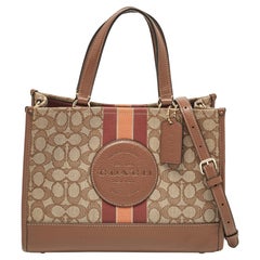 Coach Brown/Beige Signature Jacquard Canvas Dempsey 30 Carryall Tote