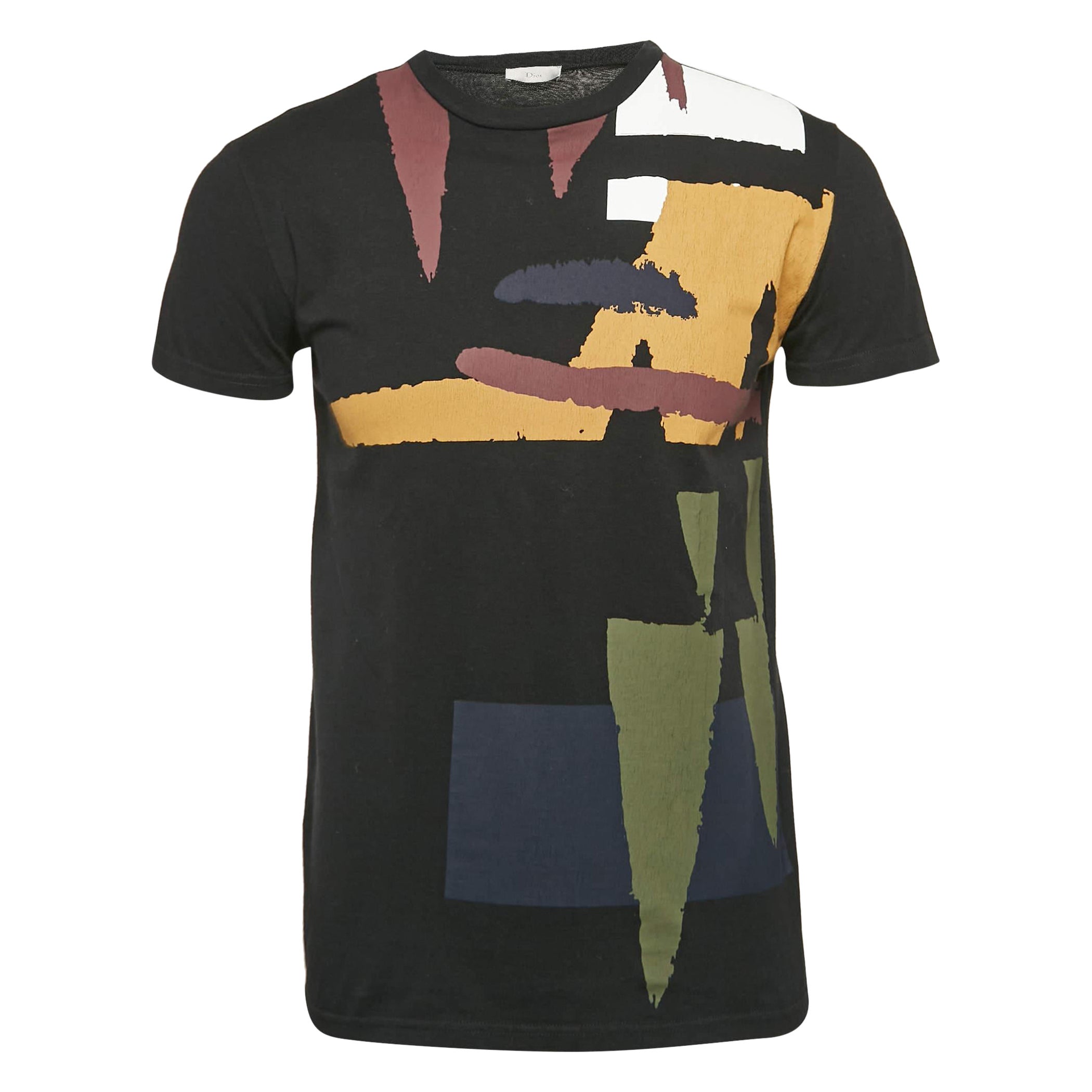 Dior Homme T-Shirt col ras du cou en jersey de coton imprimé noir XS