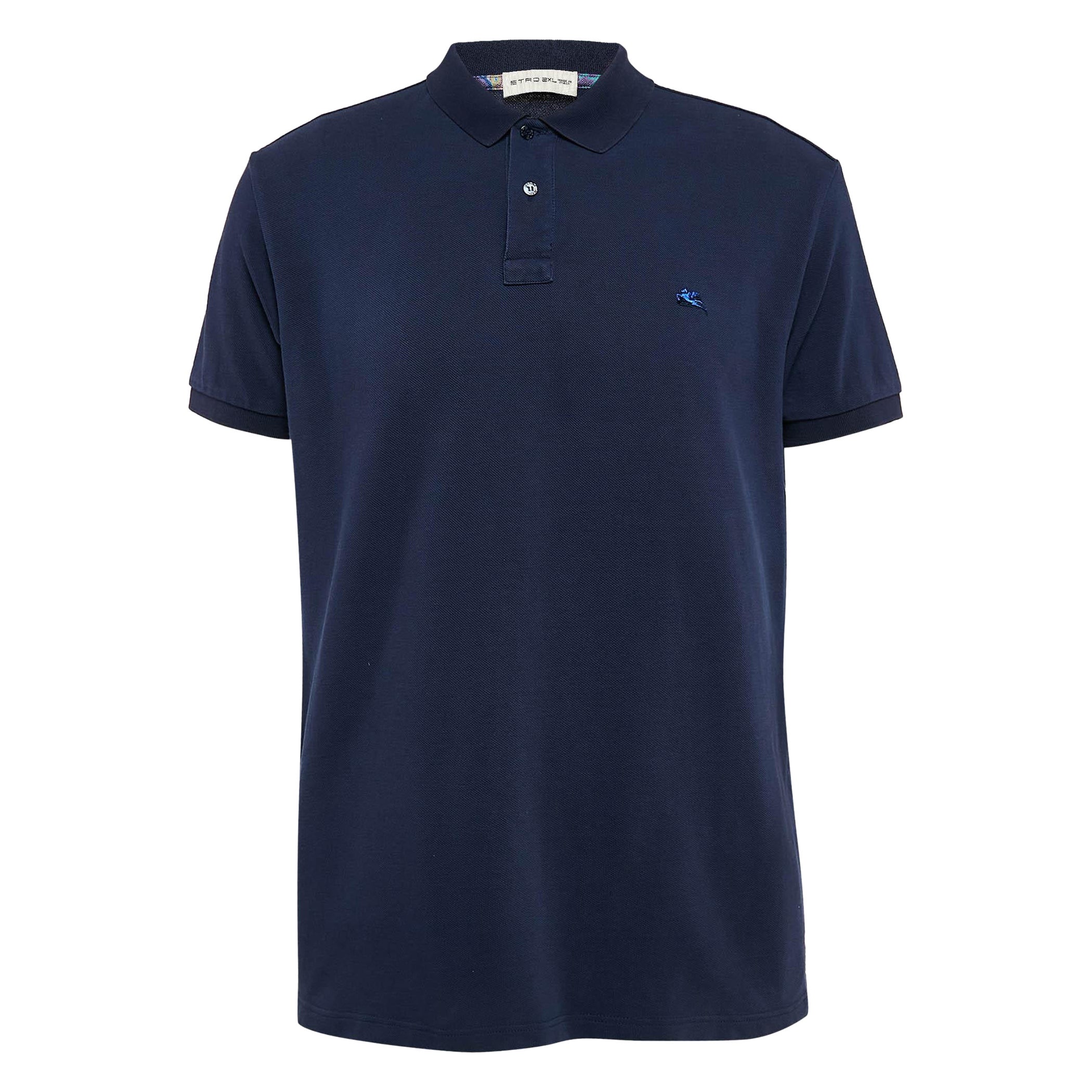 Polo de punto azul marino Etro XXL
