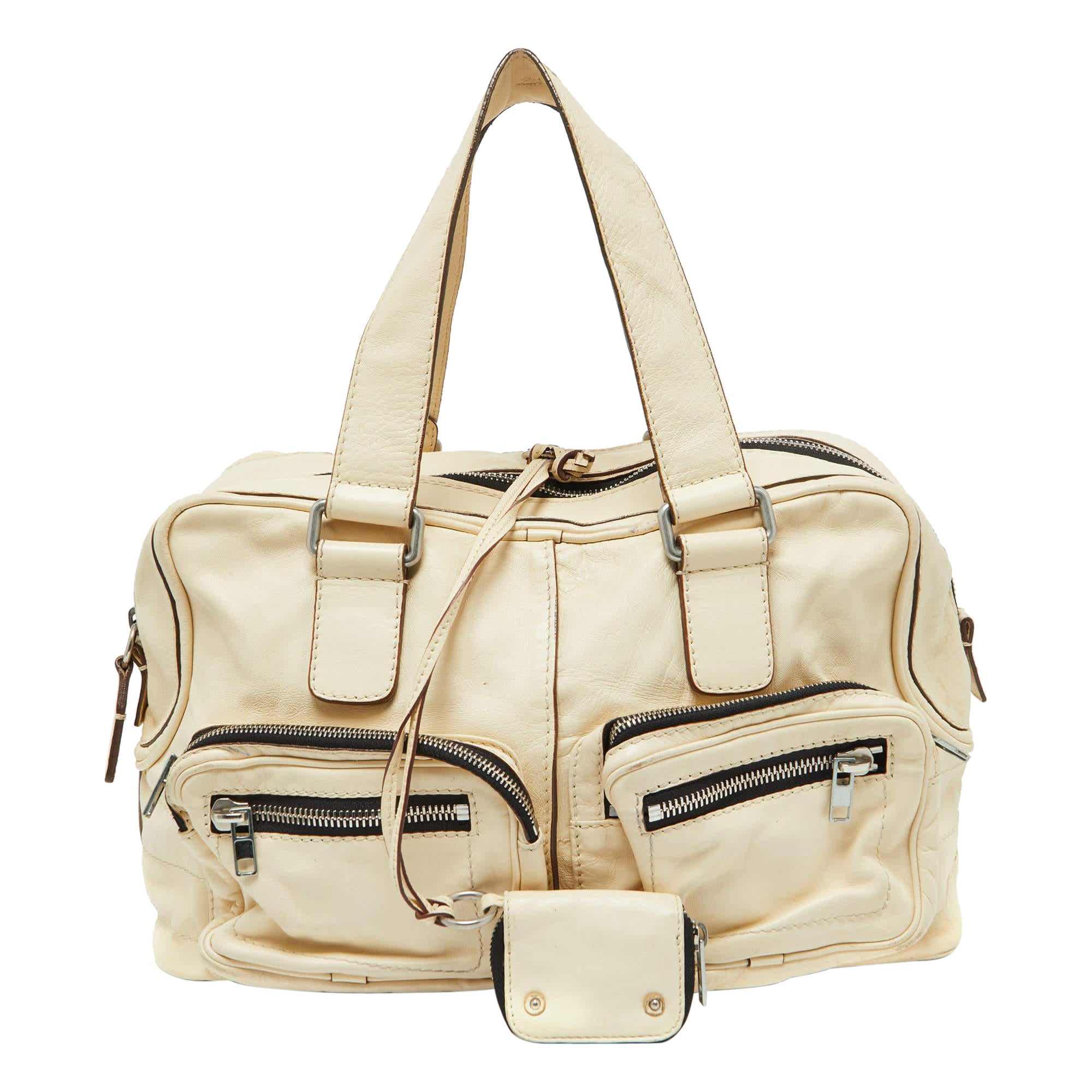 Chloe Cream Leather Betty Zip Satchel For Sale