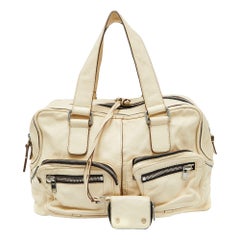 Chloe Betty Zip Satchel in pelle color crema