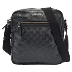 Gucci Black GG Imprime Canvas and Leather Messenger Bag