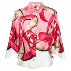 Valentino Vintage Pink Abstract Print Silk Shirt L