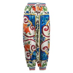 Dolce & Gabbana Pantaloni in seta stampata multicolor L