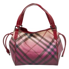 Burberry Burgundy Ombre Supernova Check PVC and Patent Leather Bilmore Tote