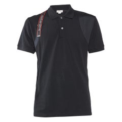 Alexander McQueen Black Cotton Logo Harness Strap Polo T-Shirt L