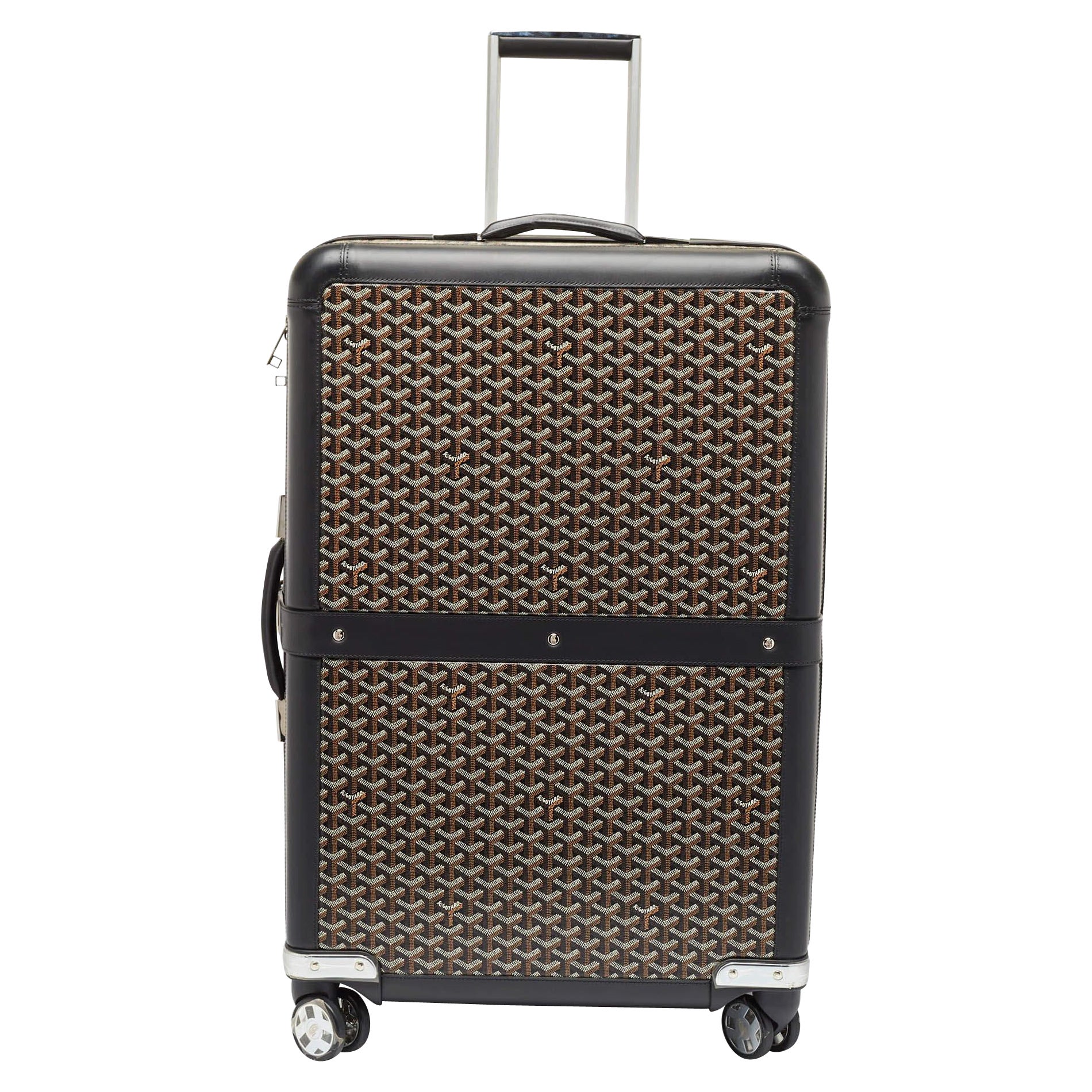 Goyard Black Goyardine Coated Canvas Satolas GM Rolling Suitcase For Sale