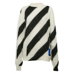 Off-White Negro/Blanco Diag Suéter de mohair acanalado M