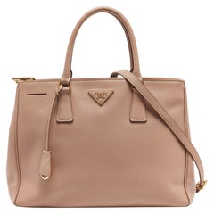 Prada Dusty Pink Saffiano Lux Leather Medium Double Zip Tote