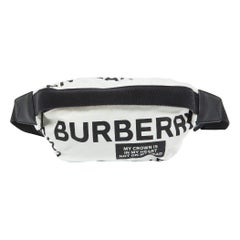 Burberry White Fabric Sonny Medium Logo Belt Bag
