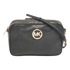 Michael Kors Black Leather Camera Crossbody Bag