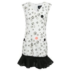 Class by Roberto Cavalli White Printed Crepe Tulle Ruffle Hem Mini Dress M