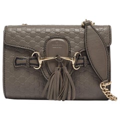 Gucci Grey Microguccissima Leather Mini Emily Chain Crossbody Bag