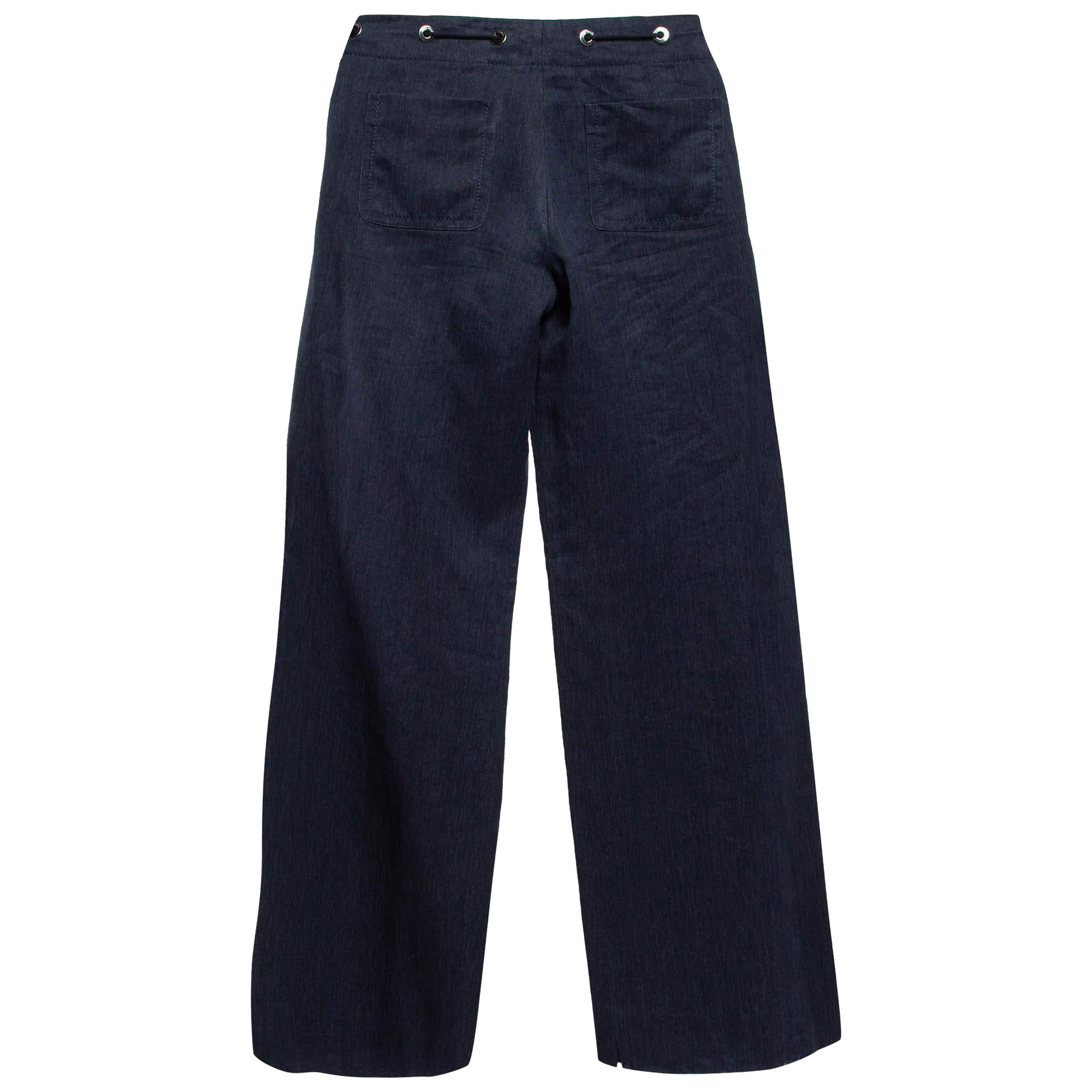 Loro Piana Pantalon large en lin bleu Drill S