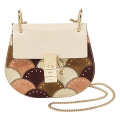 Chloe Multicolor Leather and Suede Studded Patchwork Small Drew Bag