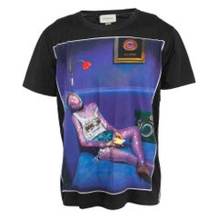 Gucci Camiseta cuello redondo de algodón negra con estampado Ignasi Monreal M