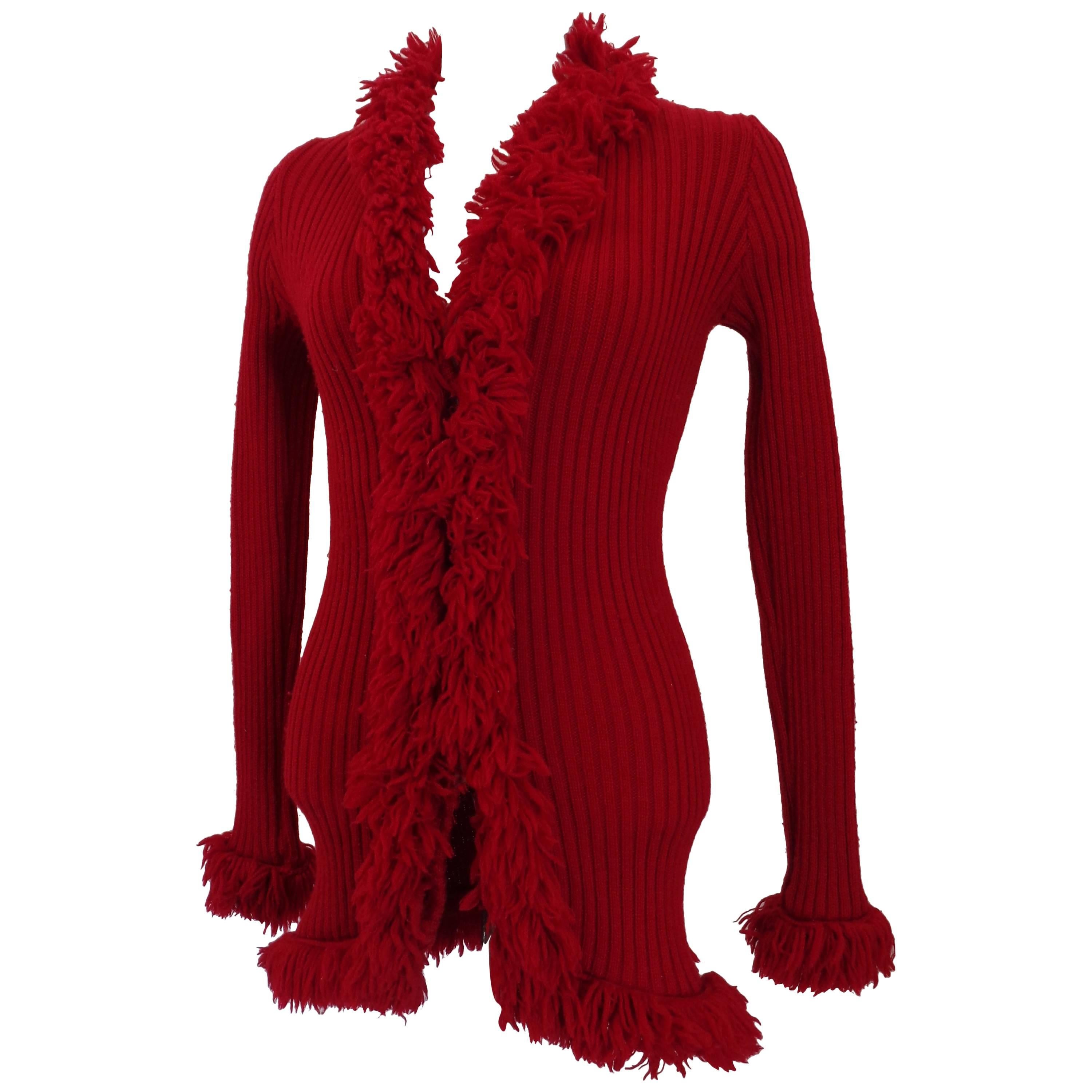 Yves Saint Laurent Tricot Red Cardigan Sweater