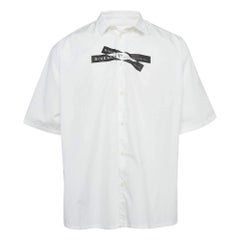 Givenchy x Brown 50 White Logo Tape Print Cotton Shirt L