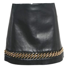 Versace Black Leather Chain Insert Mini Skirt XS
