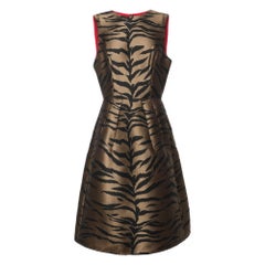 Carolina Herrera Brown/Black Animal Print Jacquard Midi Dress L