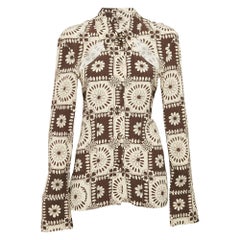 Nanushka Brown/Beige - Chemise à découpes en crêpe imprimé floral S