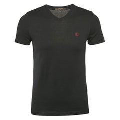 Louis Vuitton Black LV Embroidered Jersey V-Neck T-Shirt XS