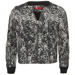 Boss By Hugo Boss Schwarz/Weiß bedruckte Bomberjacke aus Baumwollmischung mit geknitterter Baumwollmischung S