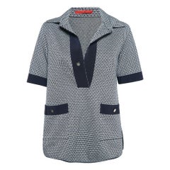 CH Carolina Herrera  Marineblau gemustertes Stretch-Strick-Top S