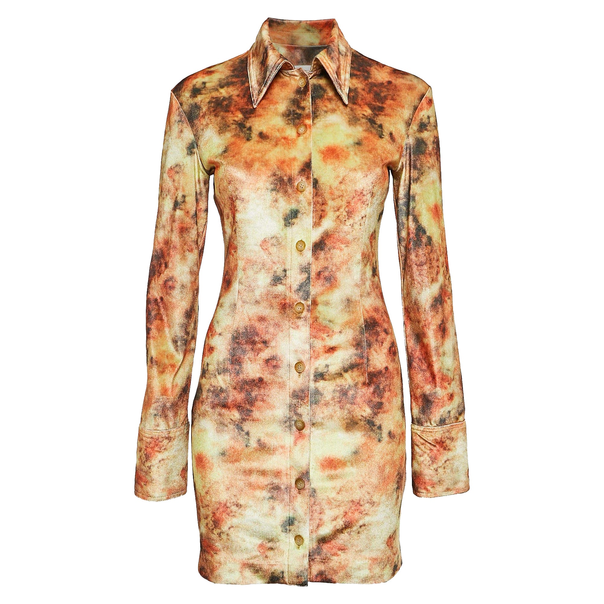 Nanushka mini-robe chemise Romee en jersey de velours à imprimé floral orange Hazy S