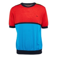 Prada - Maglia a manica corta multicolore a blocchi di colore XL