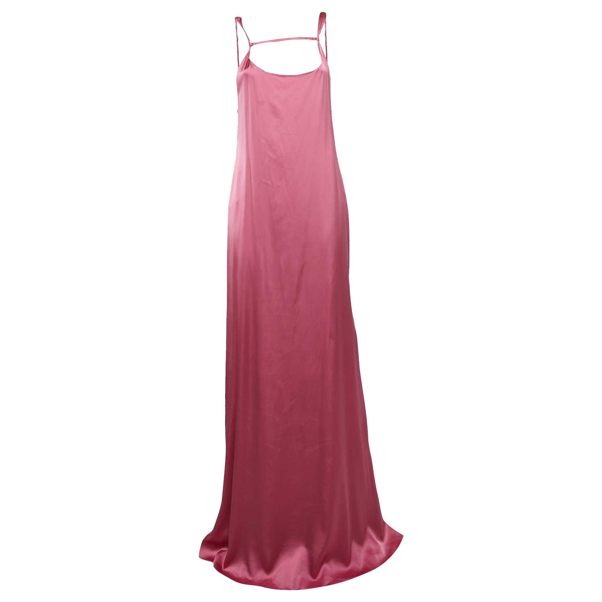 Jacquemus La Robe Stretch Satin Open-Back Mentalo Maxi Dress L For Sale
