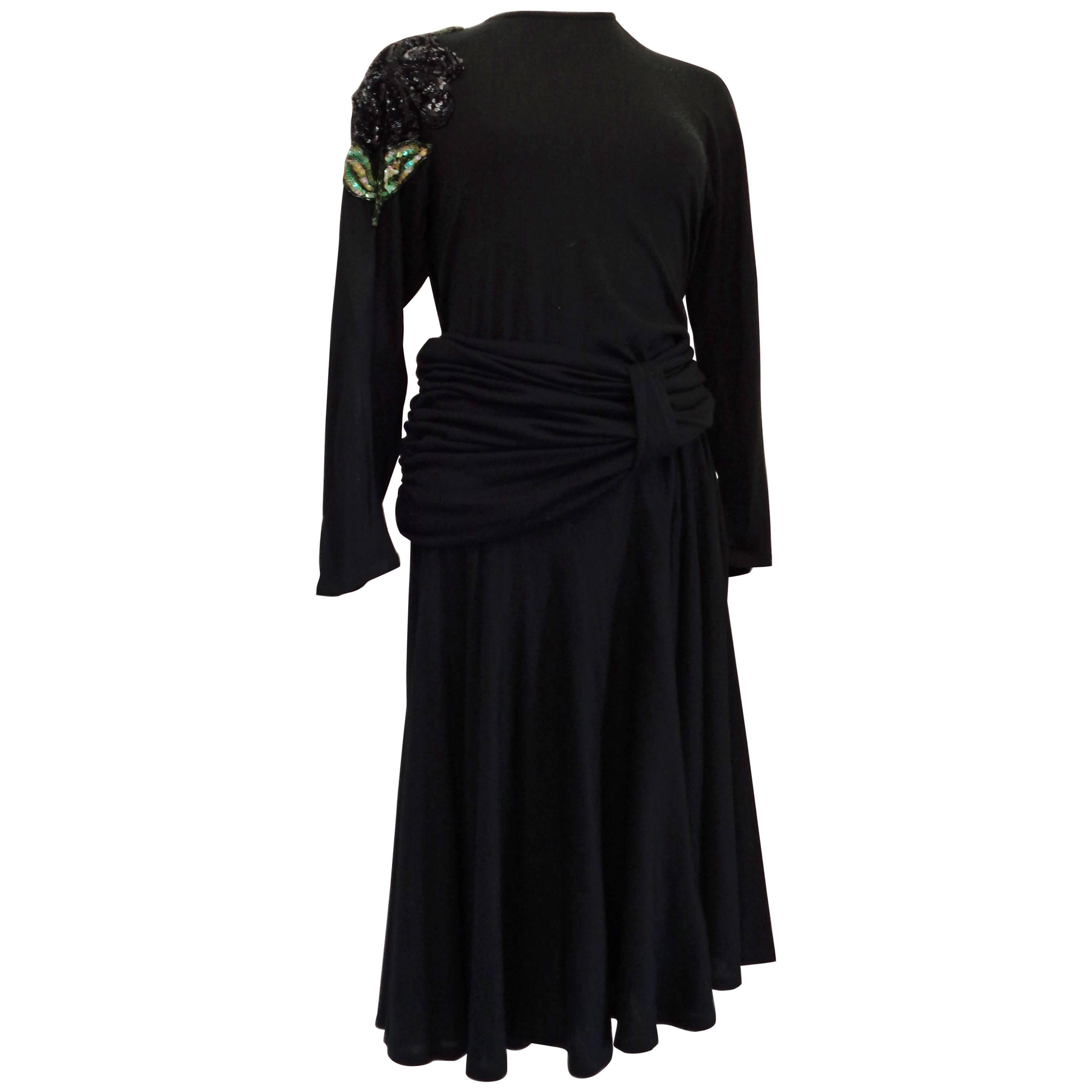 Salvatore Ferragamo Black Embellished sequins Dress For Sale