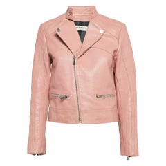 Balenciaga Giacca Rider in pelle rosa con dettaglio zip M.